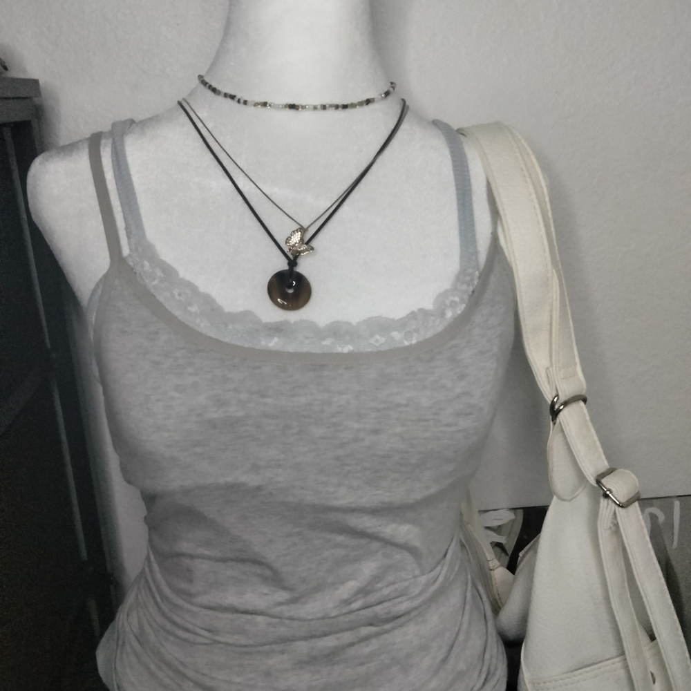 Others Follow Light Gray Lace Camisole